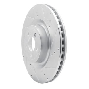 Ford Mustang Brake Rotor (1) - Front Right - R1 Concepts - Drilled & Slotted - Silver - `15-`23